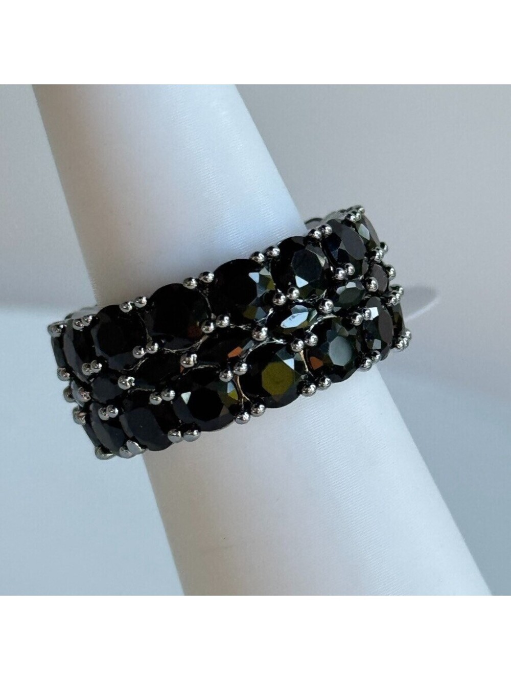 Bomb Party "Starry Summer Nights" RG44145 Black Onyx Rhodium Sz 9